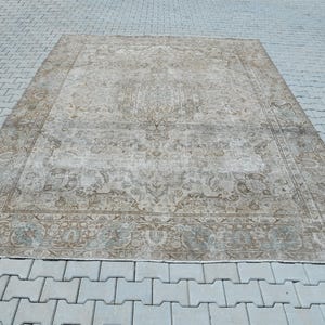 10x13 Rug,10x13 Vintage Rug,10x13 Oushak Rug,10x113 Turkish Rug,Oversize Rug,10x13 Handmade Rug,Living Room Rug,Neutral Rug,Organic,P-467