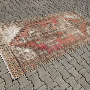 Handgeknüpfter Teppich Wohnzimmer Teppich,Oushak Teppich,Vintage Teppich,Türkischer Teppich 100x250,Bodenteppich 100x250,Handgefertigter Teppich,Vintage Oushak Teppich,A-461