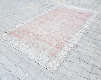 Alfombra de 6 x 9, alfombra de dormitorio, alfombra bohemia, alfombra vintage, alfombra turca, alfombra de lana, alfombra Oushak, alfombra de 6 x 9, alfombra de sala de estar, alfombra de piso, alfombra hecha a mano, S-2488