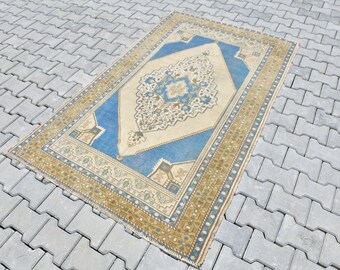 4x6 Rug,Rug,Area Rug,Turkish Rug,Vintage Rug 4x6,Oushak Rug 4x6,Hand made Rug,Rug For Bedroom,Wool Rug,Soft Rug,Handwoven Rug,Boho Rug,A-807