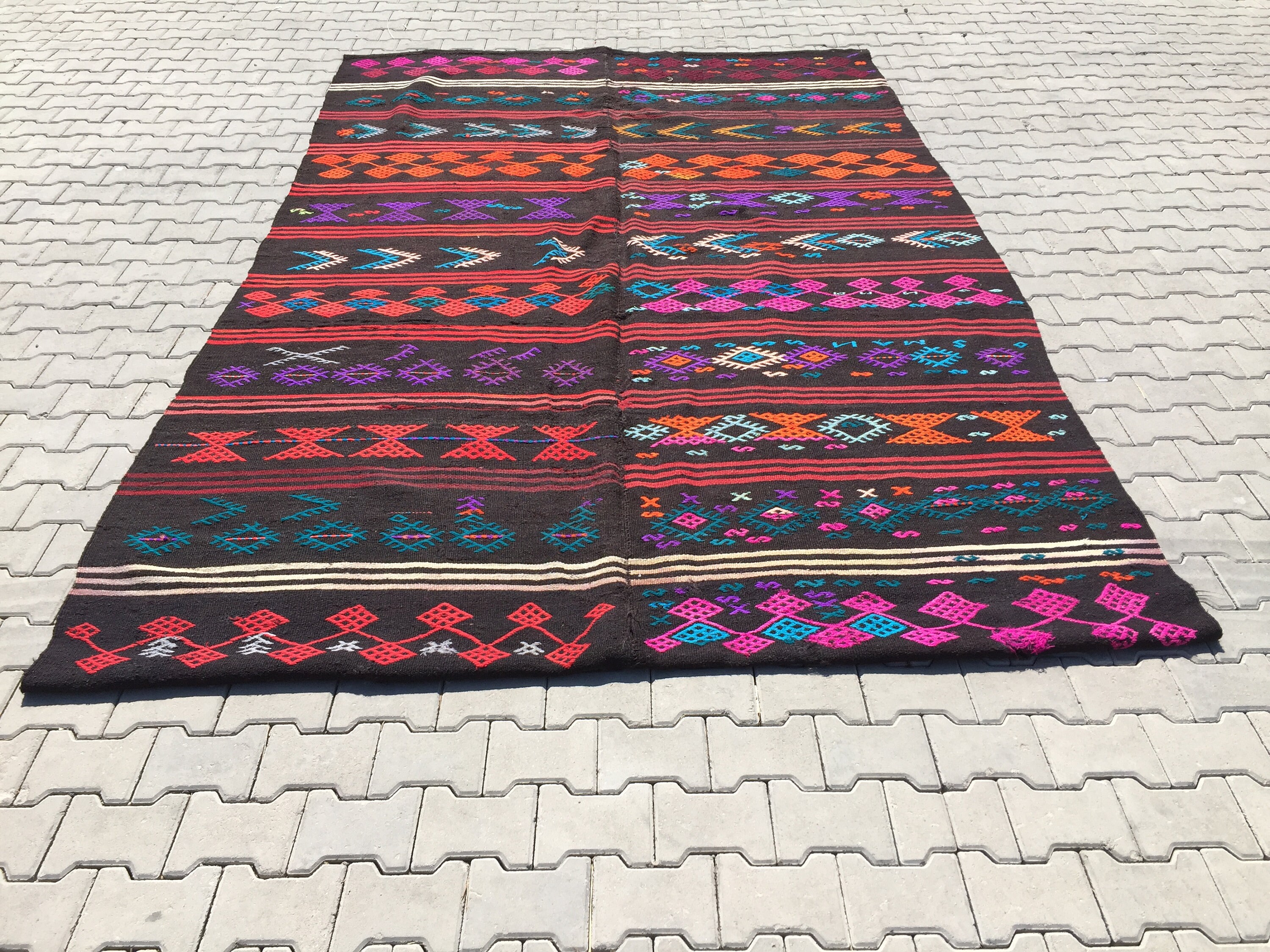 8 x 11フィート、キリム、ヴィンテージキリム、ウシャックキリム