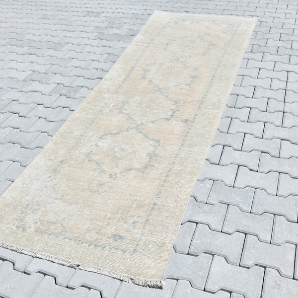 3x10 Runner Rug,Turkish Runner Rug,Vintage Runner Rug,3x10 Rug,Oushak Runner Rug,Hallway Rug,Kitchen Rug,Boho Rug,Runner Rug,Wool Rug,M-226