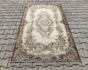 Tapis vintage 4 x 7, petit tapis turc, tapis Oushak fait main, Tapis Oushak, Tapis turcs, Tapis vintage, Tapis faits main, Tapis Oushak 4 x 7, Tapis pour enfants, Tapis, S-1138