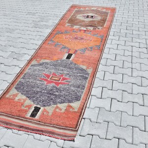 Handmade Runner Rug,3x11 Turkish Rug,3x11 Runner Rug,Boho Rug,Vintage Runner Rug,Kitchen Runner Rug,3x11 Oushak Rug,Hallway Runner Rug,M-314