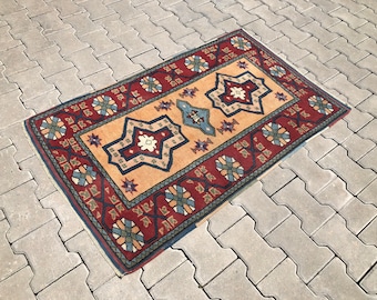 3x4,Flächen Teppich,Vintage Teppich,3x4 Türkischer Teppich,Handgefertigter Teppich,Anatolischer Teppich,Wollteppich,3x4,Boho Teppich,D-299