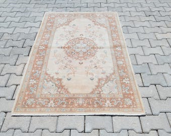 Dywan obszarowy, dywan Oushak, dywan vintage, dywan turecki, dywan anatolijski, dywan antyczny, dywan wełniany, dywan neutralny, dywanik 3x6, dywanik 3x6, 3x6, A-1252
