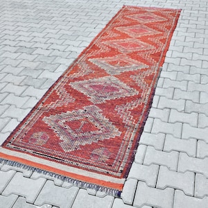 3x10 Rug,Runner Rug,3x10 Turkish Rug,Turkish Runner Rug,3x10 Vintage Rug,Kitchen Rug,Vintage Runner Rug,Oushak Runner Rug,Handmade Rug,M-92