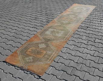 Alfombra de pasillo de 3x11, Oushak, para pasillo, vintage, para cocina, turca, vintage, B-885