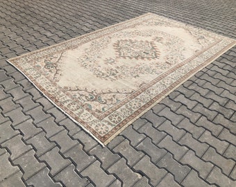 Turkish Rug,Vintage Rug,Living Room Rug,Oushak Rug,Bedroom Rug,6x9 Oushak Rug,Wool Rug,6x9 Vintage Rug,Bohemian Rug,Anatolian Rug,Rug,S-1081