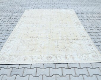 Alfombra Oushak, Alfombra de área, Alfombra de lana, Alfombra vintage de 6x9, Alfombra para dormitorio, Alfombra para sala de estar, Alfombra hecha a mano, Alfombra turca, Alfombra de 6x9, Alfombra de piso, Alfombra boho, S-2343