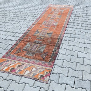 3x11 Turkish Rug,Turkish Runner Rug,3x11 Oushak Rug,Handmade Runner Rug,3x11 Runner Rug,Oushak Runner Rug,Wool Runner Rug,Hallway Rug,B-2389