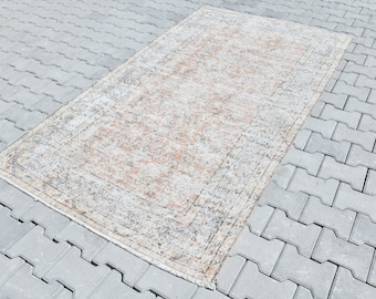 4x7 Rug,Area Rug 4x7,Soft Rug,Turkish Rug,Handmade Rug,Rug For Living Room,Vintage Rug,Oushak Rug 4x7,Bedroom Rug,Wool Rug,Turkey Rug,S-2175