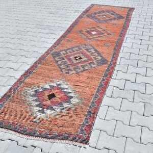 Vintage Runner Rug,Oushak Runner Rug,3x11 Turkish Rug,3x11 Runner Rug,Wool Runner Rug,Kitchen Rug,Hallway Rug,3x11 Oushak Rug,Runner,M-9