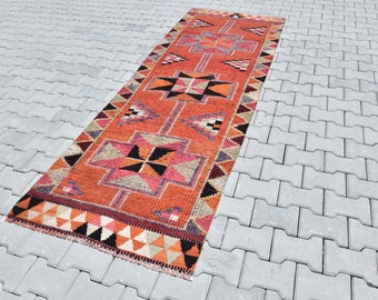 Oushak Runner Rug,Wool Runner Rug,3x9 Runner Rug,Hallway Rug,Kitchen Rug,Turkish Runner Rug,3x9 Turkish Rug,Handmade Rug,Boho Rug,M-77