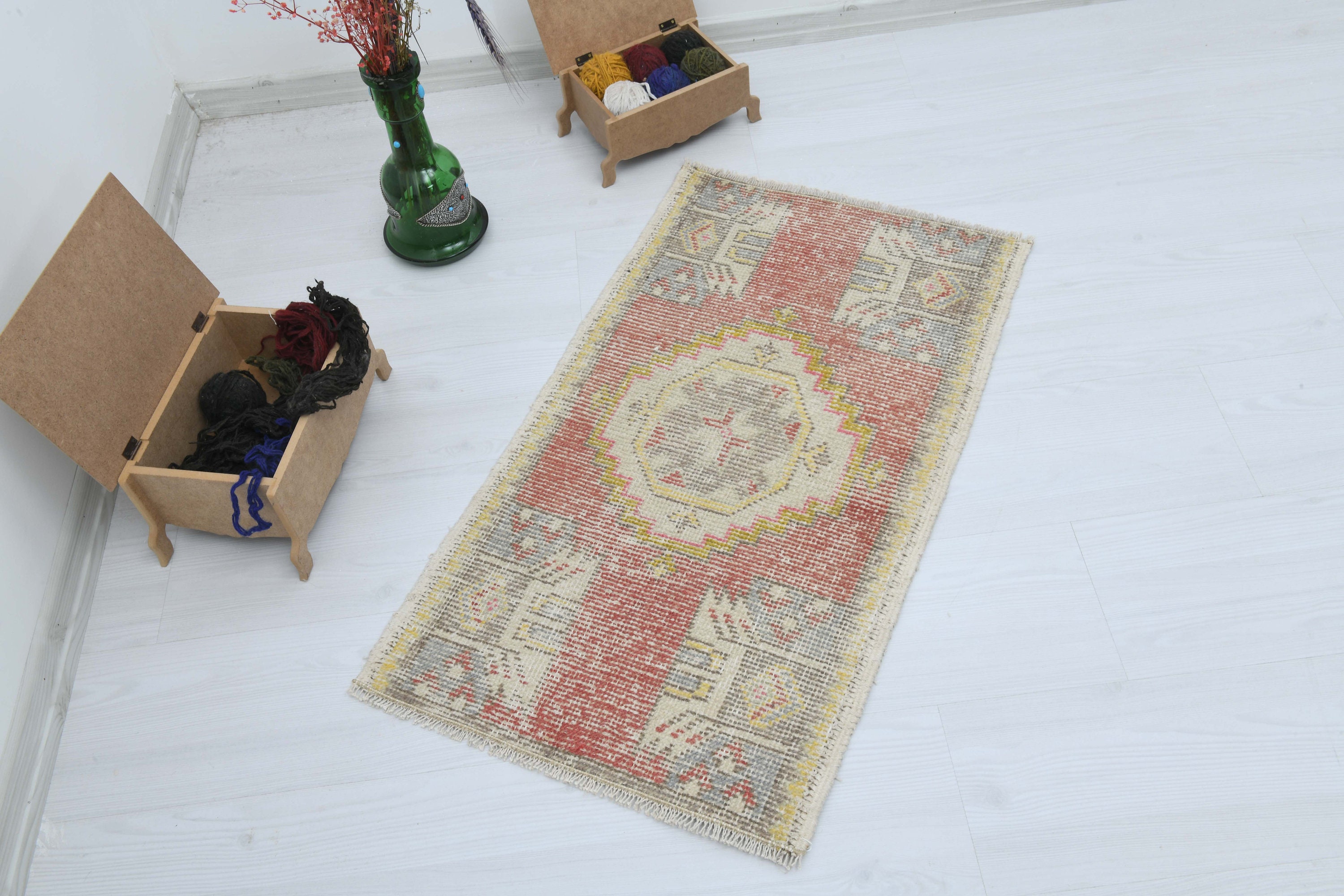 2x3 Rug,Bathroom Rug,Boho Rug,Bohemian Rug,2x3 Rugs,Wool Rug,Wall Hanging Rug,Turkish Small Rug,Vintage Bathroom Rug,Decorative Rug,O-664