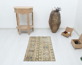 Door Mat Rug,Vintage Small Rug,Small Oushak Rug,Turkish Bathroom Rug,Bathroom Rug,Small Rug,Wool Rug,Handmade Rug,Wool Small Rug,Minis,CK-42