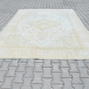 8x10 Vintage Rug,8x10 Handmade Rug,8x10 Oushak Rug,8x10 Turkish Rug,Neutral Rug,Wool Area Rug,Soft Vintage Rug,Bedroom Rug,Dorm Rug,A-1417