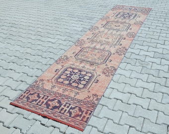 3x12 Runner Rug,Soft Wool Runner,Oushak Runner Rug,Vintage Runner,Hallway Rug,3x12 Turkish Rug,3x12 Runner,Kitchen Rug,Stairwel Runner,M-552