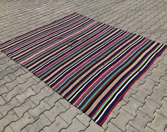 6x7 pies, alfombra de área, alfombra hecha a mano, alfombra Oushak vintage, alfombra de lana, alfombra turca, alfombra vintage, alfombra Oushak, vida en el hogar, alfombra de sala de estar, alfombras de piso, KK-458