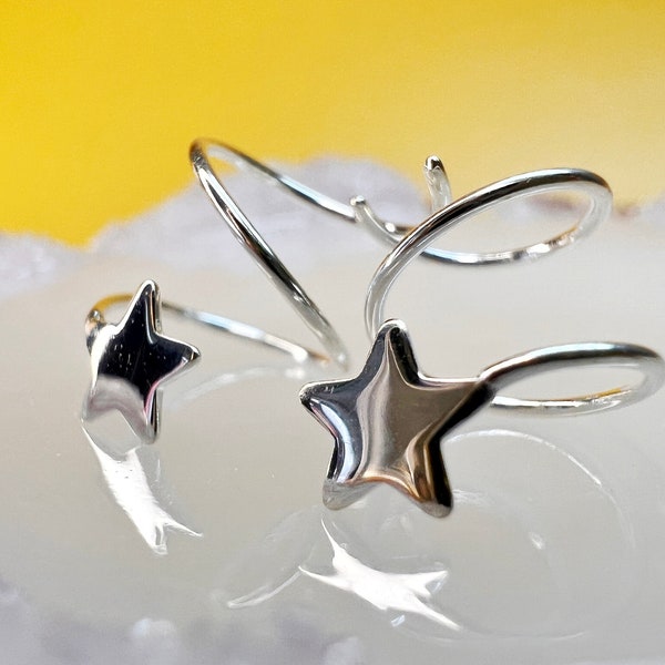 Twisted Shooting Star Sterling Silver Earrings, Silver Star Stud Earrings, Dainty Star Silver Earrings