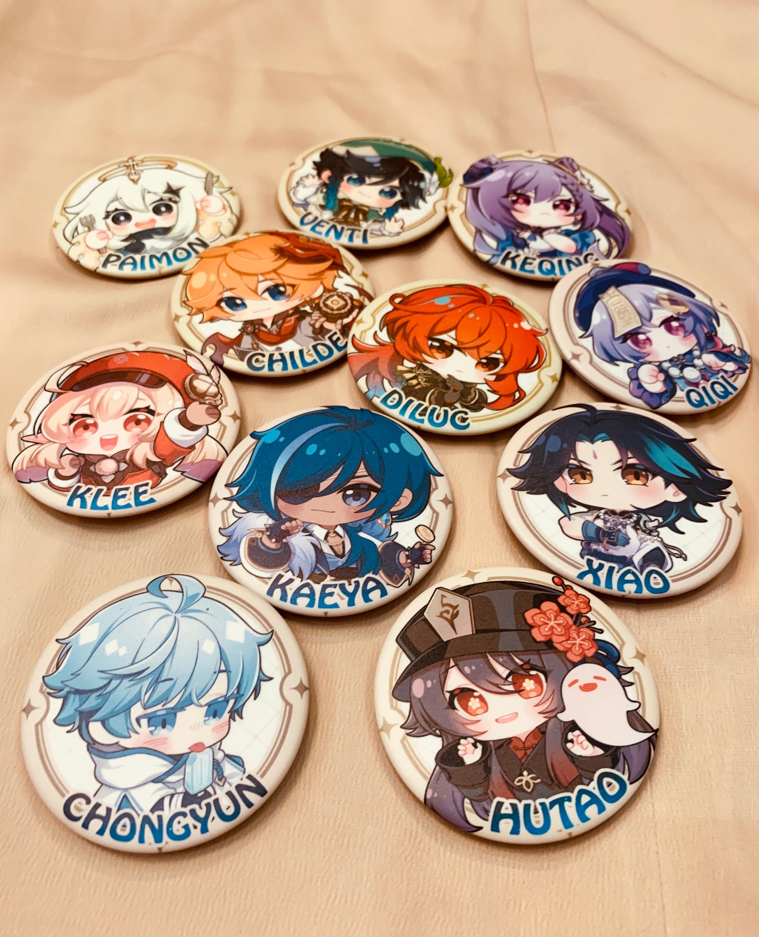 Genshin Impact Buttons Badge Pin Back, Genshin Impact Buttons Pin