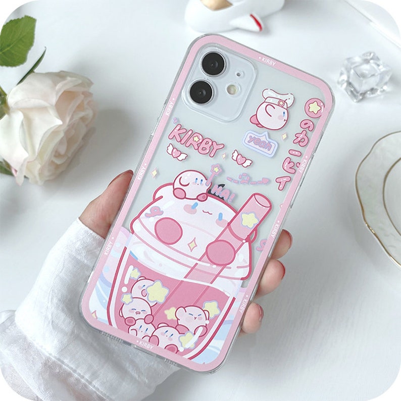 Cute Pastel Color Rainbow Star Kirby milk tea iPhone Shell Full Protective Soft TPU iPhone Case iphone 13 12 11 pro max X XS XR 7 8 Plus 