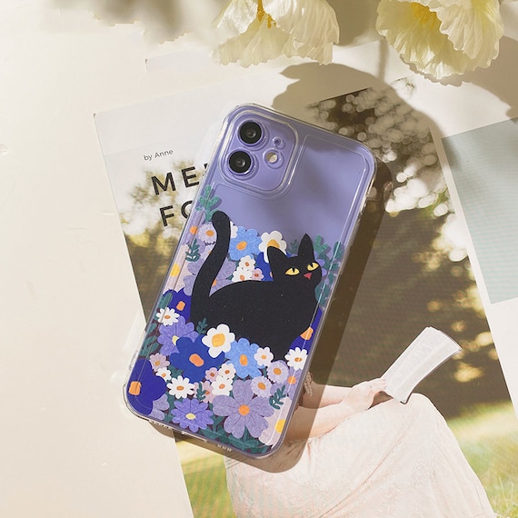 Cartoon Cute Pastel Purple Kawaii Kitten Luna Soft Tpu Iphone Etsy Finland