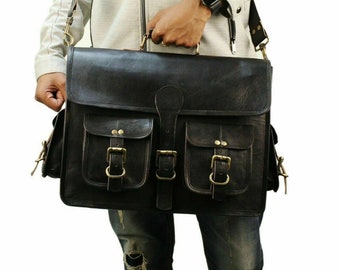 Black Leather Messenger bag leather laptop bag, leather bag mens computer bag black leather satchel briefcase women laptop bag, SALE