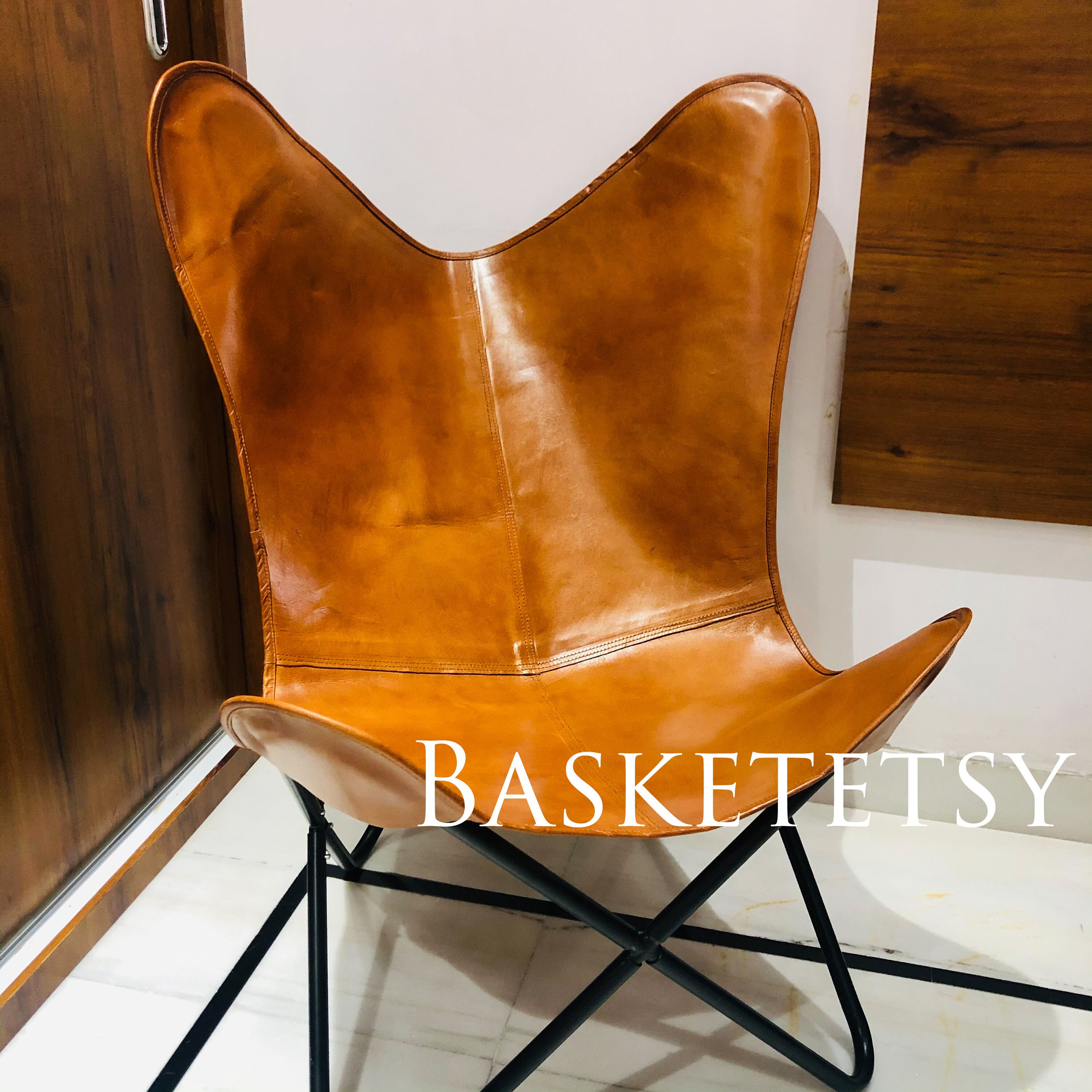 Leather Butterfly Chair Leather Living Room Chairs Cover Etsy