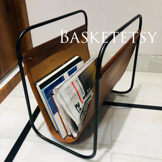 Leather Magazine Rack Leather Magazine Holder Magazine Etsy