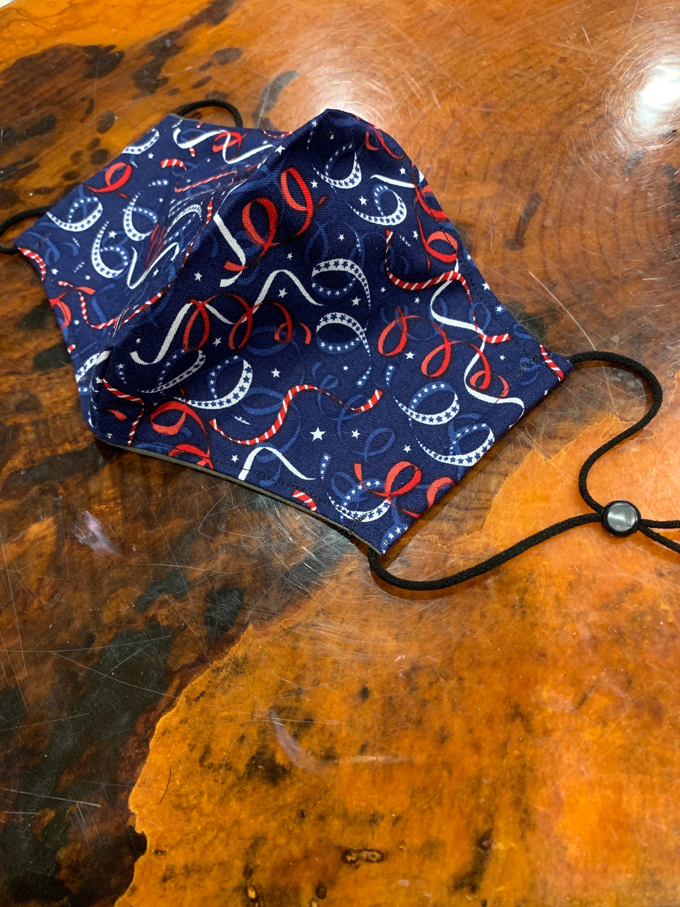 Red White and Blue Adult Fitted Face Mask Etsy