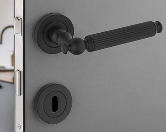 Matte Black Door Lever Handle Set: Rustic Zinc Alloy Door Knob