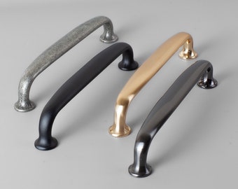 Modern Solid Brass Gold Bar Handle in Zinc Alloys for Cabinets, Black Dresser Knob, Solid Pull for Drawers, Vintage Bronze Wardrobe Handle