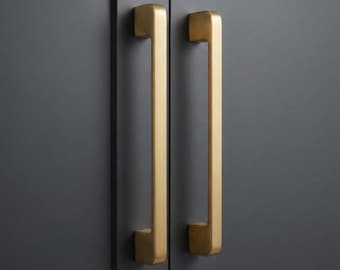Modern Brushed Brass Solid Cabinet Handle in Zinc Alloys, Gold Dresser Knob, Minimalist Pull for Drawers, Brass Handles & Knobs for Cupboard