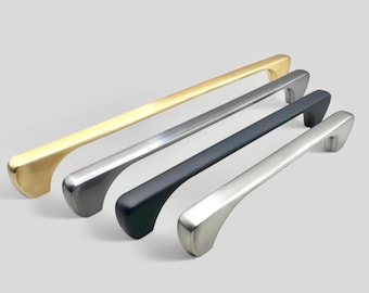 Solid Zinc Alloy Bar Handle: Brushed Brass, Black, Nickel Drawer Pull