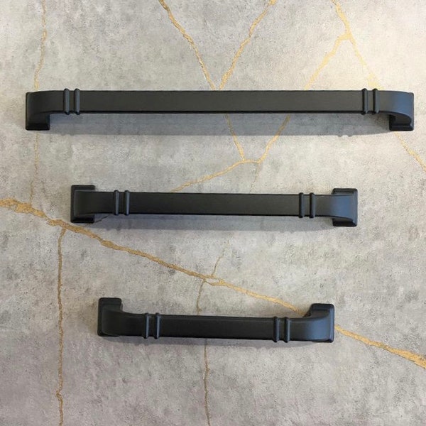 Solid Matte Black Bar Handle for Cabinet in Zinc Alloys, Knob for Wardrobe, Pull for Drawer, Dresser Knob, Furniture Handle and Hardware