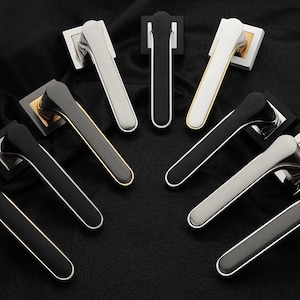 A Pair of Modern Door Lever Set in Zinc Alloys, Luxury Door Knob, Futuristic Door Handle Design