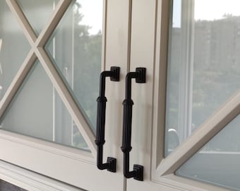 Matte Black Rustic Bar Handle and Knob for Cabinets, Classical Dresser Pulls, Drawer Pull, Furniture Hardware, Wardrobe Knobs