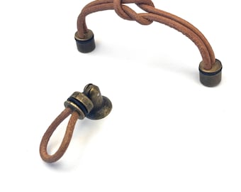 Antique Bronze Faux Leather Drawer Pulls: Boho Cabinet Knobs