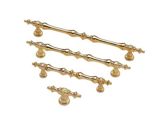 Luxury Polished Gold Solid Bar Handle in Zinc Alloys for Cabinets, Brushed Brass Knob, Drawer Pull, Dresser Knob, Wardrobe & Cupboard Handle