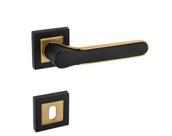 A Pair of Black&Gold Modern Styling Door Lever Set in Zinc Alloys, Luxury Door Knob, Futuristic Door Handle Design, Interior Door Knob