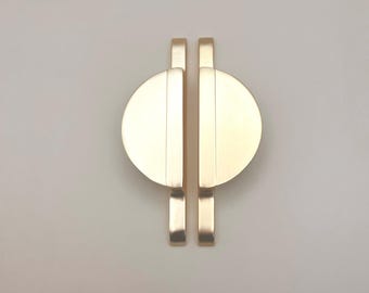 Brushed Brass Cabinet Handle: Nordic Dresser Knob (3.78"/96 mm)