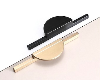 Brushed Brass Minimalist Cabinet Handles: Nordic Solid Dresser Knobs (3.78"/96 mm) with Matte Black and Vintage Bronze Colors