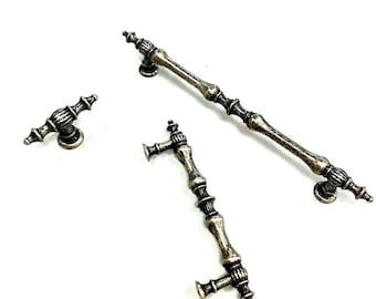 Vintage Silver Classic Bar Handle in Zinc Alloys, Solid Cupboard Hardware, Brushed Drawer's Pull, Dresser Knob, Cabinet and Wardrobe Handle