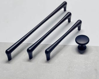 Poignées d'armoires modernes noir mat, Poignées de tiroir en alliages de zinc, Poignées solides pour commode, Poignées d'armoire, Poignées d'armoires de cuisine