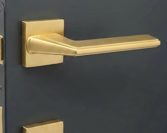 High Quality Brass Gold Door Lever Handle in Pair: Zinc Alloy Door Knobs