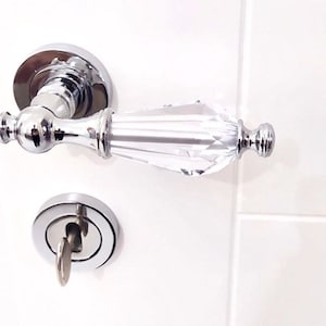 Crystal Silver Door Lever Handle: Zinc Alloy Door Knobs (Pair)