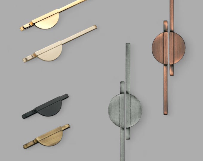 Featured listing image: Modern Brushed Brass Solid Cabinet Handle in Zinc Alloys, Nordic Style Dresser Knob, Minimalist Pull for Drawers, Vintage Knobs for Cupboard