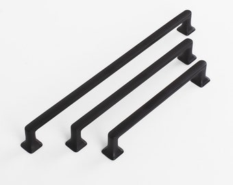 Modern Matte Black Solid Bar Handle in Zinc Alloys for Cabinets, Dresser Knob, Minimalist Drawer Pull, Wardrobe Handle, Kitchen Cabinet Knob