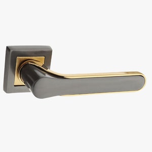 A Pair of Dark Grey&Gold Modern Styling Door Lever Set in Zinc Alloys, Luxury Door Knob, Futuristic Door Handle Design, Interior Door Knob